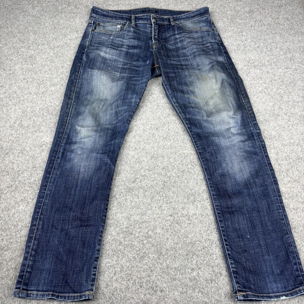Lucky Brand Jeans Mens‎ 33x30 (Fits 35x30) Straight Leg Dark Wash Faded Blue EUC
